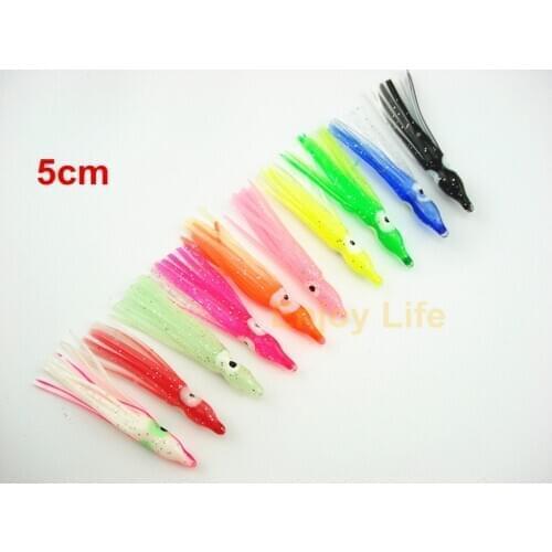 50Pcs*5cm Fishing Luminous octopus skirt squid lure octopus Rig Fishing soft bait squid lures