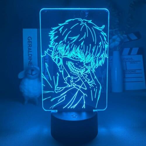 Tokyo Ghoul Ken Kaneki 3d Lamp for Bedroom Decor Nightlight Cool Birthday Gift Acrylic Led Night Light Anime Tokyo Ghoul