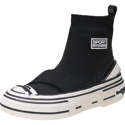 2021 Spring Autumn Shoes Womens Casual Sports Thick-soled Running Shoes Female Black Round Head Color Matching Socks Shoes