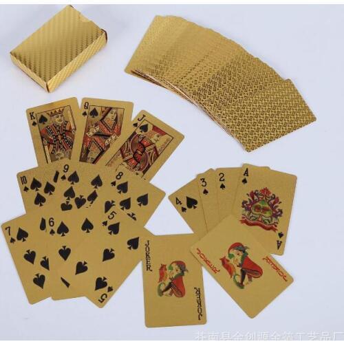 1pc Golden Playing Cards Deck gold foil poker set Magic card 24K Gold Plastic foil poker Durable Waterproof Cards magic