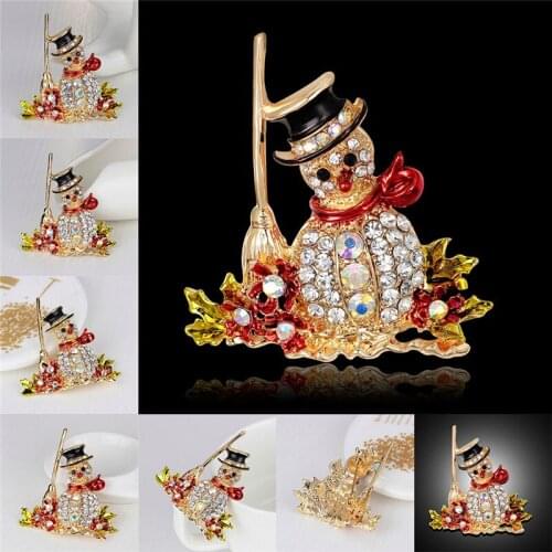 1pc New Style Lovely Ctystal Rhinestone Christmas Snowman Brooch Pin Xmas Gifts