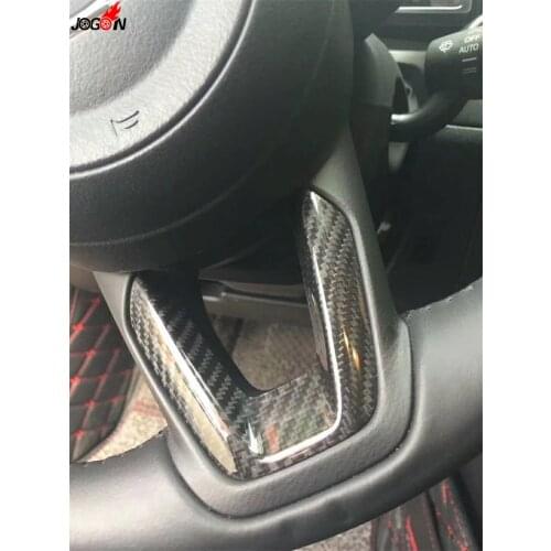 1pcs Carbon Fiber Interior Steering Wheel Cover Trim for MAZDA3 MAZDA6 Mazda 3 6 CX-5 CX-9 CX9 Facelift 2017 2018