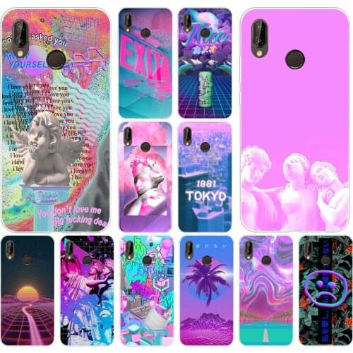 154H Vaporwave Aesthetics Soft Silicone Tpu Cover Case for huawei p 20 lite pro y6 2017 mate 10 lite
