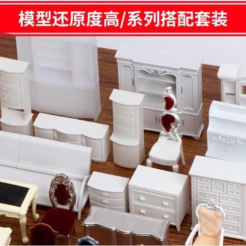 2pcs 1:25 Dollhouse Miniature Furniture Chair Cabinet Shelf Cupboard Model DIY Toys Sand Table Material Multi-Style