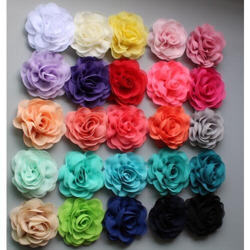 25 pcs/lot, 3" Chiffon Rose Flower Hair Clips, Wedding bridal Hair Flower Clips