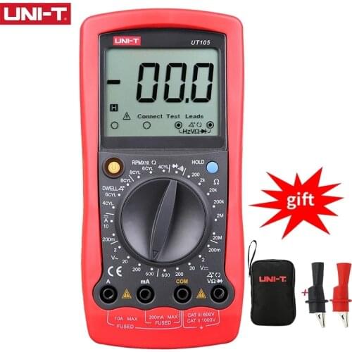 UNI-T UT105 UT107 UT109 LCD Automotive Handheld Multimeter AC/DC Voltmeter Tester Meters with DWELL,RPM,Battery Check
