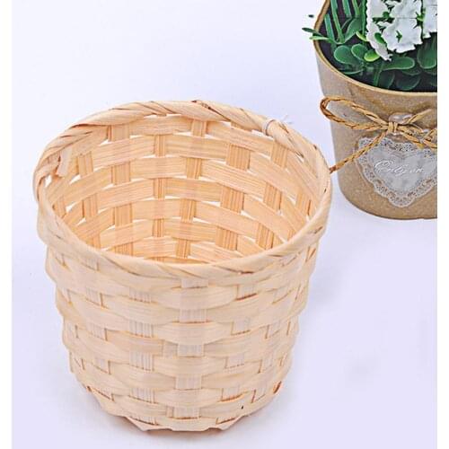 New Handmade Bamboo Baskets Woven Bra Sundries Organizer Rattan Home Desktop Container Flower Pot Planter Basket