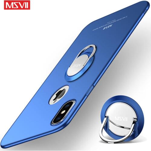 For iPhone XS Max Case MSVII Finger Ring Ultra Thin Case For iPhone 5 5S SE Metal Car Holder Case For iPhone 6 6S 7 8 Plus XS XR