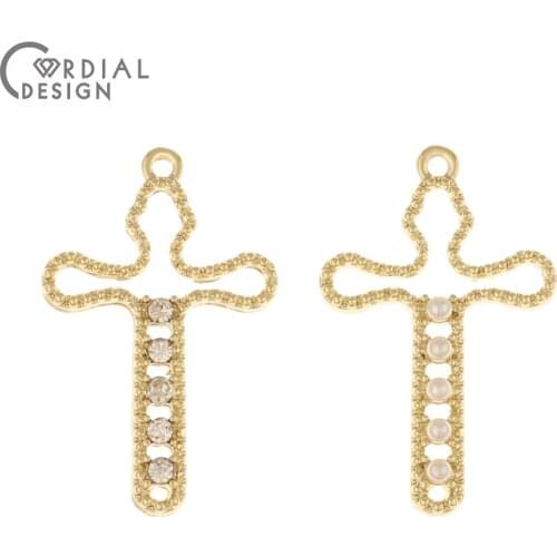 Cordial Design 100Pcs 18*28MM Jewelry Accessories/Imitation Pearl/Rhinestone Pendants/Cross Shape/Jewelry Findings & Components