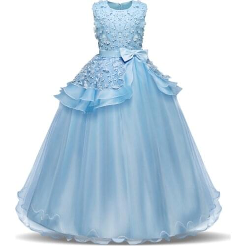 Teen Girl Evening Party Long Dress 5-14Y Girl Formal School Ceremony Outfit Kids Christening Costume White first Communion Dress