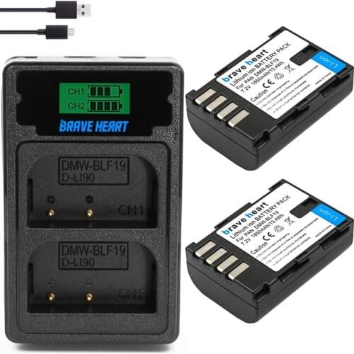 DMW-BLF19E DMW-BLF19 Camera Battery DMW BLF19 BLF19 BLF19E +LCD Dual USB Charger for Panasonic Lumix GH3 GH4 GH5