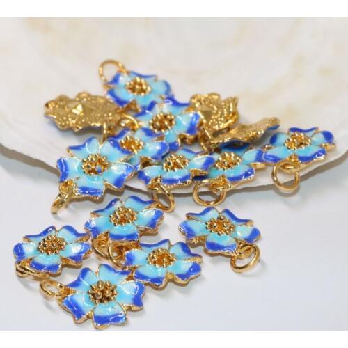 Free shipping wholesale price 15mm cute flower shape enamel spacers cloisonne accessories beads jewelry findings 10pcs B2462