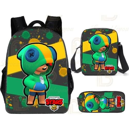 Child Pencil Boys Girls Brawlers Sprout and Star,Children Cute Crow Shoot Game 3D Backpack Bags Harajuku Shoulder Kids Leon