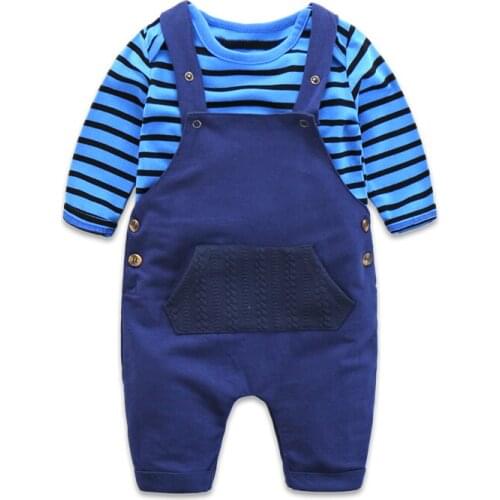 Baby Boy Clothes Set，Infant Long Sleeve+Tops+Overalls Casual Clothes