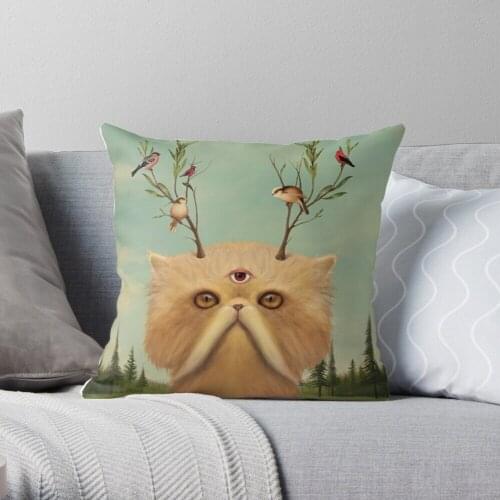 Cat Deity Throw Pillow Cushion Cover Polyester throw pillows case on sofa home living room car seat decor 45x45cm