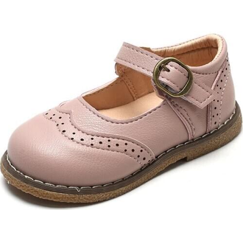 Girl Leather Shoes Children Single Shoes Student 2021 Spring New Girls Princess Casual Shoes Kids Breathable Vintage E576