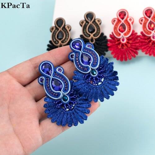 KPacTa Wholesale 2021 Fashion Soutache Handmade Ladies Earrings Sales luxury lace Earrings Women Pendant Party Girls Jewelry