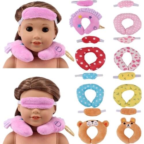 Doll U-shaped Pillow+Eye Mask For 18 Inch American&43 CM Reborn Baby New Born Doll Clothes Accessories Girls Russia DIY Toys