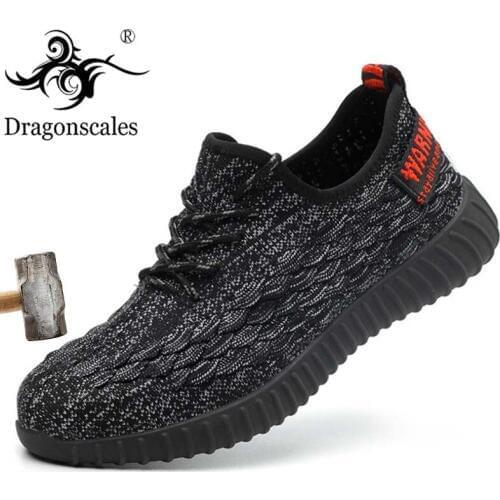 Summer 2020 Men Steel Toe Work Safety Shoes Lightweight Breathable Black Casual Sneaker Prevent piercing Protective Work boots