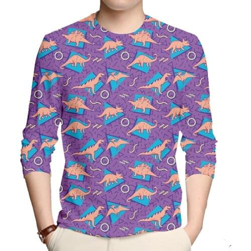 IFPD EU Size Summer Women/mens 3D Printed Dinosaur T Shirt Unisex Long Sleeve Gothic Round Neck Casual T-shirt Cartoon Tshirts