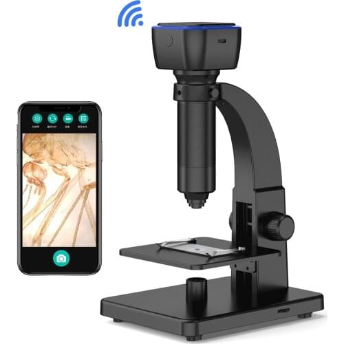 2021 New Model 5MP 2000X 2-55mm 1800mah wifi microscope dual camera 11pcs leds for ios android pc