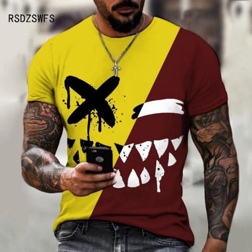 Funny Smile Print 3D T-shirt Men Summer Fashion Pattern Mens Tops Joker Face Casual Oversize Male Short Sleeve Trendy Tees