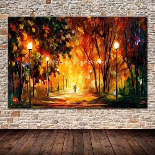 Arthyx Art Hand Made Trees Landscape Abstract Modern Wall Picture For Living Room Home Decor Oil Paintings On Canvas For Bedroom