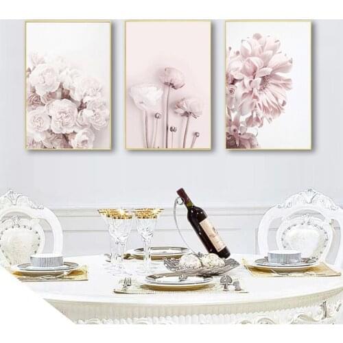 Salon Wall Art Painting Modern Flower Wall Pictures for Living Room Pink Unframed Cuadros Decoracion