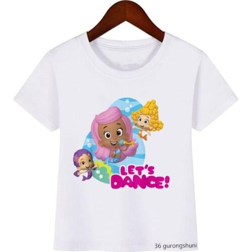 Newly childrens t-shirt cute Bubble Guppies Lets Dance Girls print girls t shirt kawaii kids tshirt short sleeve tops