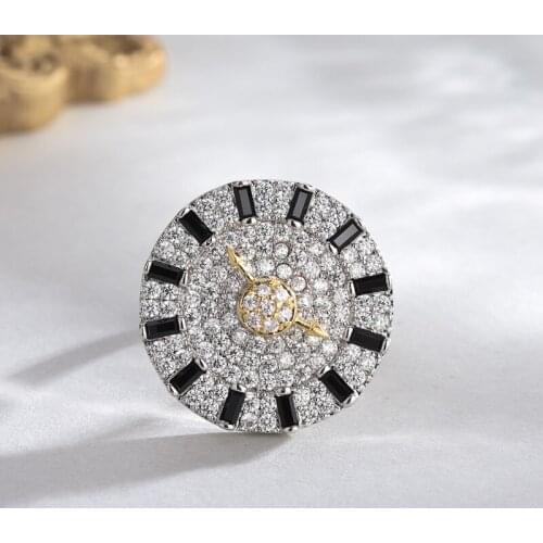 2020 winter new black cubic zirconia crystal inlaid ring men and women fashion fashionable rotating open ring jewelry gift