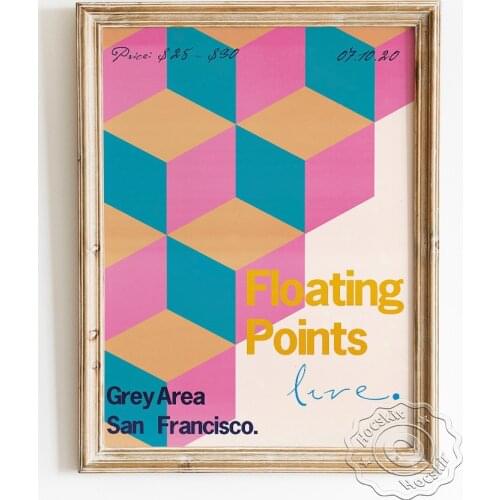 British Electronic Musician Floating Points Poster, Music Gig Publicity Art Prints, Colorful Solid Geometry Pattern Wall Picture