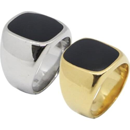 Drop Ship 7-14 Polishing Golden Black Ring 316L Stainless Steel Party Mens Fashion Ring