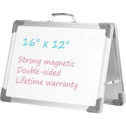 Dry Erase Whiteboard 16 Inch x 12 Inch Magnetic Double Sided Desktop Whiteboard Portable Easel with Stand & Holder for Kids Teac