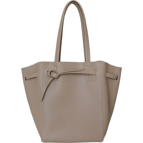 Female Casual Totes Large Capacity Newest Genuine Leather Shoulder Bags for Women Luxury Designer Ladies Draw-String Handbags