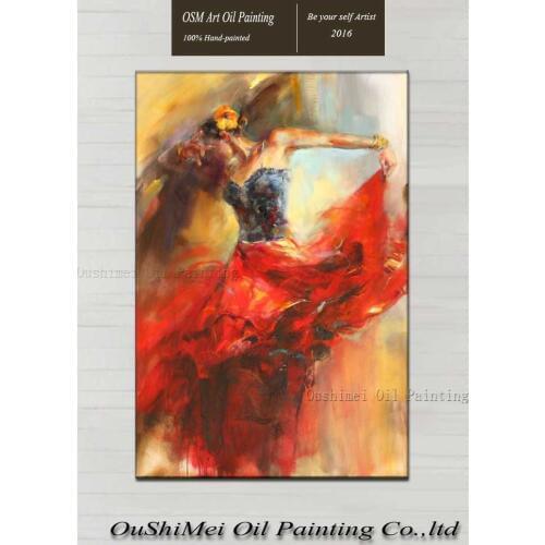 Top Artist Hand-painted High Quality Impressionist Dancer Oil Painting on Canvas Flamenco Dancer Oil Painting for Living Room