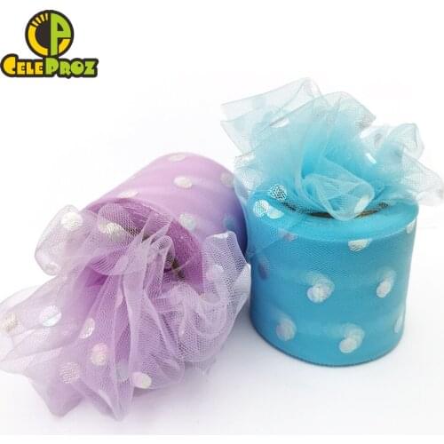 6cm Dotted Tulle Shinny Glitter Dot Mesh Ribbon For DIY Handmade Tutu Bowknot Soft Squine Tulle Roll Wedding Birthday Supplies