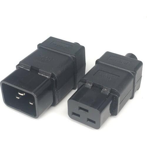 Universal Black 250V 16A Standard IEC320 C19 C20 AC Electrical Power Cable Cord Connector PDU Removable Socket Plug
