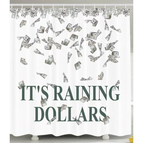 Funny Shower Curtain Its Raining Dollars United States Hundred Money Symbol Funny Lover Rich People Home Decor Bath Curtains