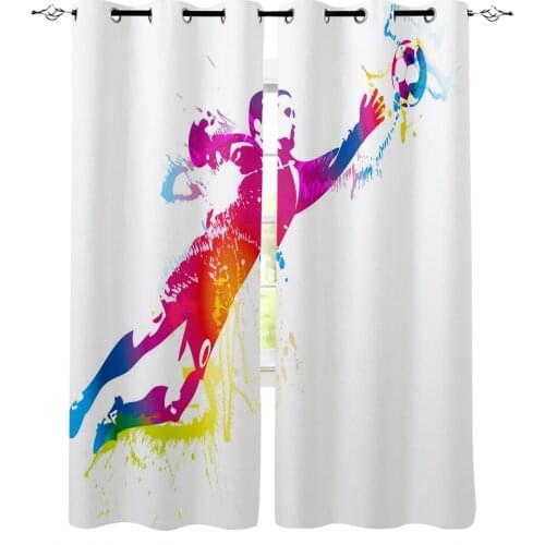 Football Sport People Sports Blackout Curtains for Living Room Modern Shading Window Drapes for Kids Bedroom Kitchen