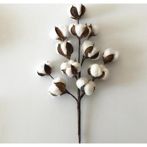 1pc 2018 New 20 Inch Rustic Farmhouse Home Decor 12 Heads Cotton Boll Stems Spray for Center Pieces