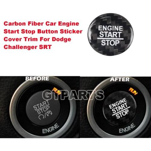 1 pcs Carbon Fiber Car Ignition Device Button Engine Start Stop Switch Sticker for Dodge Challenger SRT 2015-2020