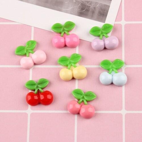 10pcs Kawaii Fruit Cherry Resin Miniature Food Art Supply Flatback Cabochon DIY Hair Bow Center Scrapbooking