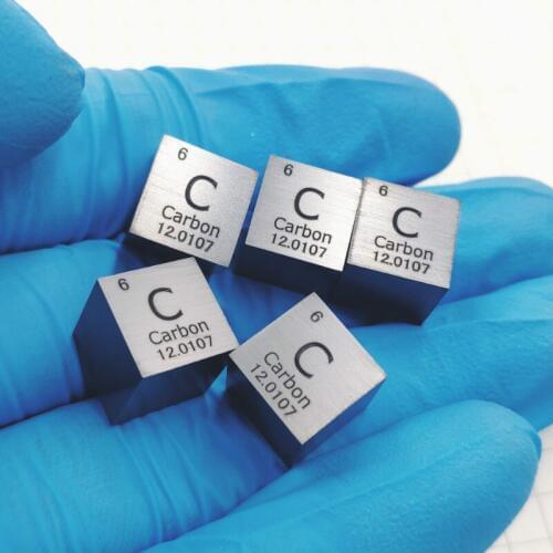 10 X 10 X 10mm 6-Sided POLISHED Finishing Double-Sided Engraved Carbon Cube Periodic Table Of Elements Cube (C≥99.9%)