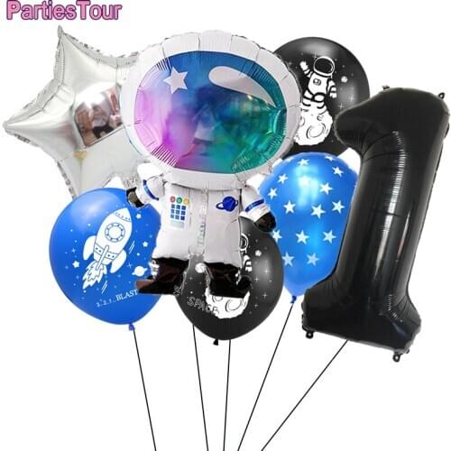 18pcs Outer Space Party Astronaut balloon Rocket Foil Balloons Galaxy Theme Party Boy Kids Birthday Party Decor Helium Globos