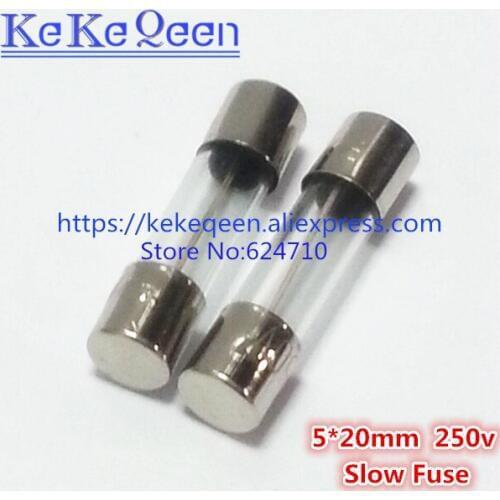 20pcs/Box 5*20mm 2.5A 250V Slow Fuse 5*20 T2.5A 2500mA 250V Glass Fuse 5mm*20mm