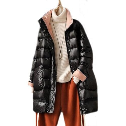 2020 Winter Long Down Jacket Women Loose A-line Version Jacket Casual Down Coat Women Clothing