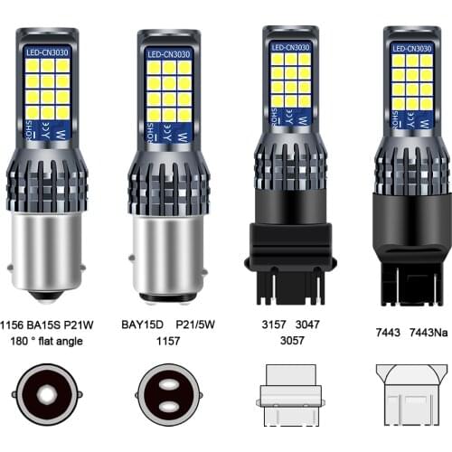 2X BA15S 1156 T20 7443 BAY15D 1157 3157 P27/7W LED Reverse Brake Lights LED Two-Color Signal Lamp For Car Lights 12V - 36V