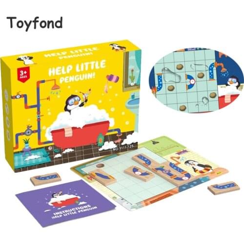 30 Challenges Children Smart Penguin Bath Puzzle Board Games Help Lil Penguin with Solution Gam IQ Training Toys For Kids Gift