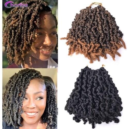 Chorliss 8 Inch Spring Twist Synthetic Hair Short Passion Pre-Twisted Crochet Braids Bug Ombre Hair Extensions For Beauty Women