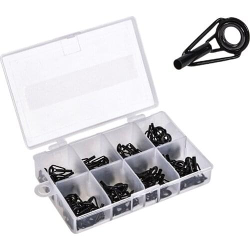 80Pcs Spinning Bait Casting Fishing Rod Guides Integrated Stainless Steel Fishing Rod Eyes Ring Repair Kit with Box